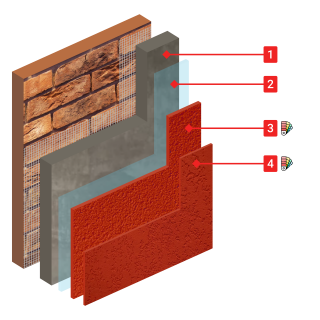 Фактура КМ1 на высококачественную черновую штукатурку 