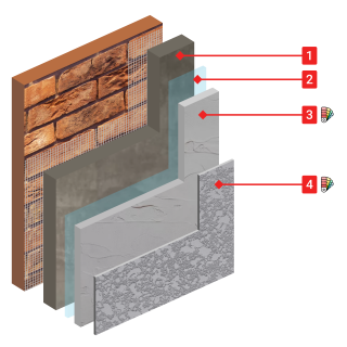 Фактура КМ1 из шпатлевки на высококачественную черновую штукатурку (Эконом решение)